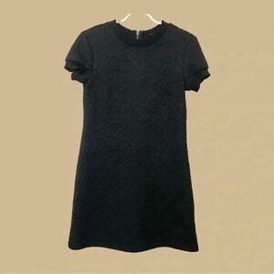 Zara Women brocade textured black, midi dress with  short sleeves